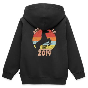 Anniversaire Équitation Mai 2019 - Sweat Premium à capuche zippé enfant bio - noir - Dos - AI Model Kid Male (0cm)