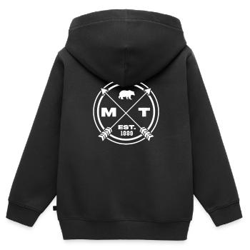 Montana - Kinder Premium Organic Zip Hoodie - Schwarz - Hinten - AI Model Kid Male (0cm)