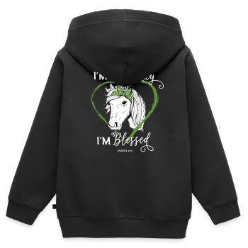 Christlich Religiös Pferdefan - Kinder Premium Organic Zip Hoodie - Schwarz - Hinten - AI Model Kid Male (0cm)