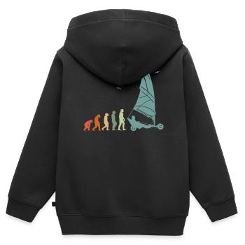 Plage Voile Windracer Land Sailers Land Sailors - Sweat Premium à capuche zippé enfant bio - noir - Dos - AI Model Kid Male (0cm)