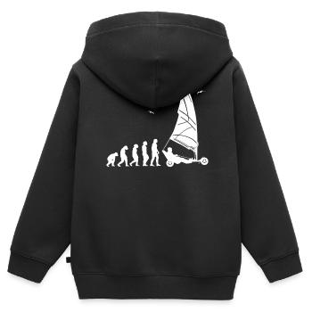 Plage Voile Windracer Land Sailers Land Sailors - Sweat Premium à capuche zippé enfant bio - noir - Dos - AI Model Kid Male (0cm)