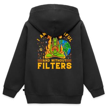 Je suis belle et sans filtres - Sweat Premium à capuche zippé enfant bio - noir - Dos - AI Model Kid Male (0cm)