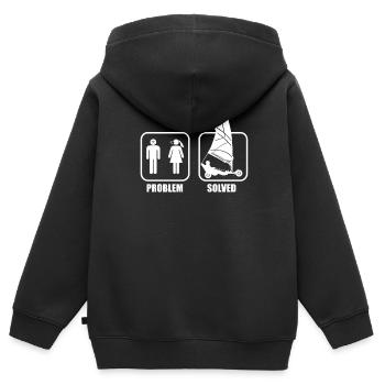 Plage Voile Windracer Land Sailers Land Sailors - Sweat Premium à capuche zippé enfant bio - noir - Dos - AI Model Kid Male (0cm)