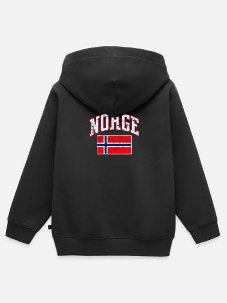 Norway Scandinavia Norge Norwegian Gift - Kids Premium Organic Zip-up Hoodie - black