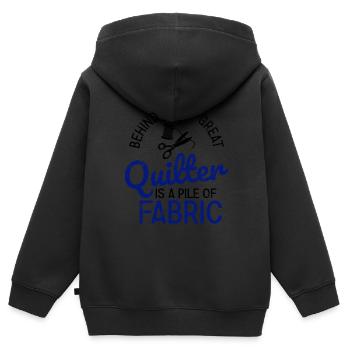 Quilten von Tagesdecken - Kinder Premium Organic Zip Hoodie - Schwarz - Hinten - AI Model Kid Male (0cm)