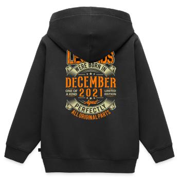 2021 Dezember Geburtstag Legende - Kinder Premium Organic Zip Hoodie - Schwarz - Hinten - AI Model Kid Male (0cm)