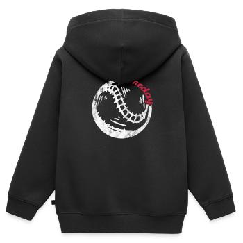 Softball - Sweat Premium à capuche zippé enfant bio - noir - Dos - AI Model Kid Male (0cm)