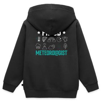 Stolzer Meteorologe Meteorologie Wettervorhersage - Kinder Premium Organic Zip Hoodie - Schwarz - Hinten - AI Model Kid Male (0cm)