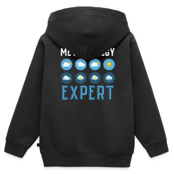Meteorologie Experte Wettervorhersage Meteorologe - Kinder Premium Organic Zip Hoodie - Schwarz - Hinten - AI Model Kid Male (0cm)