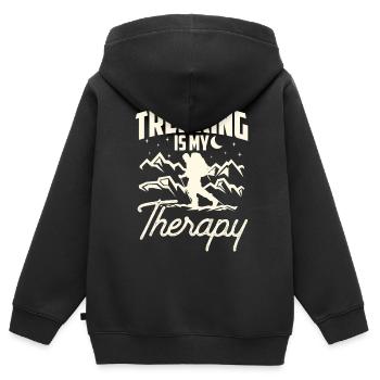 Trekking Ist Meine Therapie Wandern Wanderer - Kinder Premium Organic Zip Hoodie - Schwarz - Hinten - AI Model Kid Male (0cm)
