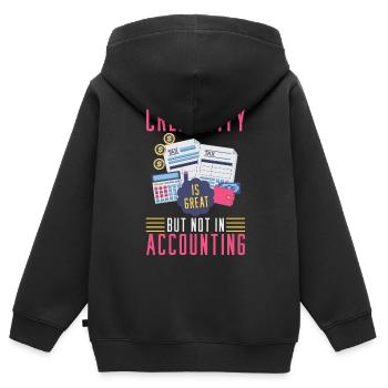Kreativität ist großartig - aber nicht Buchhaltung - Kinder Premium Organic Zip Hoodie - Schwarz - Hinten - AI Model Kid Male (0cm)