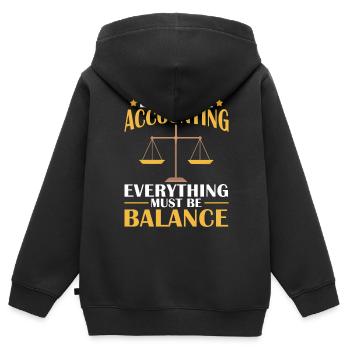 Das Leben ist wie die Buchhaltung - Kinder Premium Organic Zip Hoodie - Schwarz - Hinten - AI Model Kid Male (0cm)