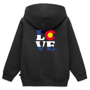 Colorado - Kinder Premium Organic Zip Hoodie - Schwarz - Hinten - AI Model Kid Male (0cm)