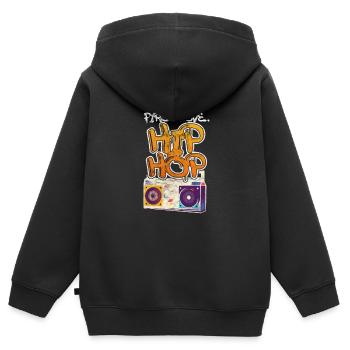 Hip Hop - Kinder Premium Organic Zip Hoodie - Schwarz - Hinten - AI Model Kid Male (0cm)