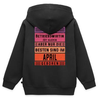 BWL Geburtstag April geboren Betriebswirtin - Kinder Premium Organic Zip Hoodie - Schwarz - Hinten - AI Model Kid Male (0cm)