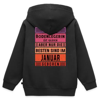Parkett-Teppich Geburtstag Januar geboren - Kinder Premium Organic Zip Hoodie - Schwarz - Hinten - AI Model Kid Male (0cm)