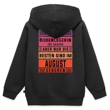Parkett-Teppich Geburtstag August geboren - Kinder Premium Organic Zip Hoodie - Schwarz - Hinten - AI Model Kid Male (0cm)