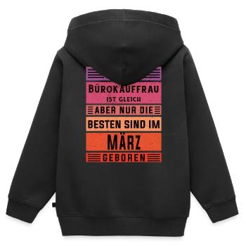 Angestellter Geburtstag März geboren Bürokauffrau - Kinder Premium Organic Zip Hoodie - Schwarz - Hinten - AI Model Kid Male (0cm)