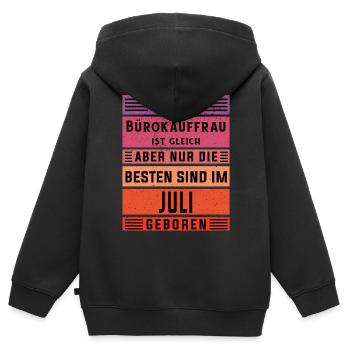 Angestellter Geburtstag Juli geboren Bürokauffrau - Kinder Premium Organic Zip Hoodie - Schwarz - Hinten - AI Model Kid Male (0cm)