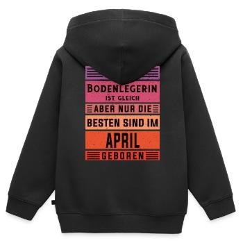 Parkett-Teppich Geburtstag April geboren - Kinder Premium Organic Zip Hoodie - Schwarz - Hinten - AI Model Kid Male (0cm)
