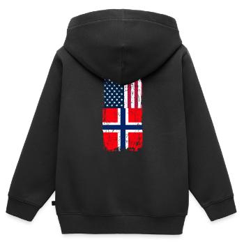 Norwegen Amerika - Kinder Premium Organic Zip Hoodie - Schwarz - Hinten - AI Model Kid Male (0cm)