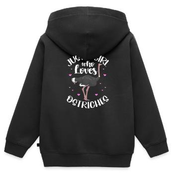 Strauß - Kinder Premium Organic Zip Hoodie - Schwarz - Hinten - AI Model Kid Male (0cm)
