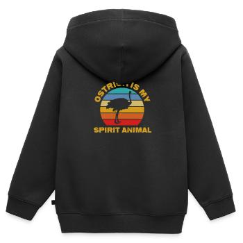Strauß - Kinder Premium Organic Zip Hoodie - Schwarz - Hinten - AI Model Kid Male (0cm)