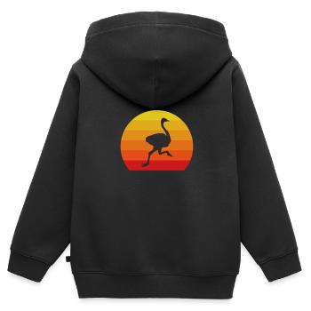Autruche - Sweat Premium à capuche zippé enfant bio - noir - Dos - AI Model Kid Male (0cm)