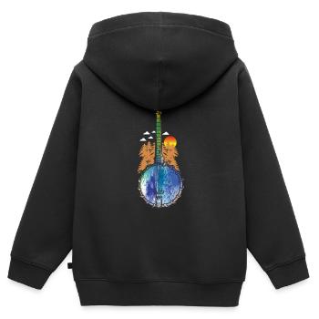 Chemises Banjo Pour Hommes Bluegrass Appalachia Folk - Sweat Premium à capuche zippé enfant bio - noir - Dos - AI Model Kid Male (0cm)
