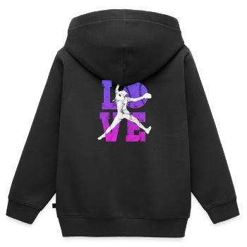Softball - Sweat Premium à capuche zippé enfant bio - noir - Dos - AI Model Kid Male (0cm)