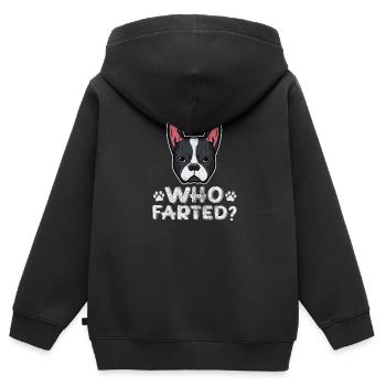 Boston Terrier - Sweat Premium à capuche zippé enfant bio - noir - Dos - AI Model Kid Male (0cm)