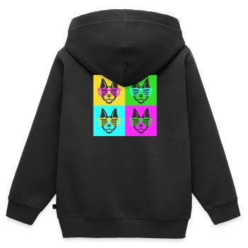 Boston Terrier - Sweat Premium à capuche zippé enfant bio - noir - Dos - AI Model Kid Male (0cm)