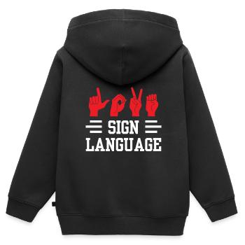 Ich Liebe Gebärdensprache Gebärden Awareness - Kinder Premium Organic Zip Hoodie - Schwarz - Hinten - AI Model Kid Male (0cm)