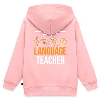 Gebärdensprache Lehrer Awareness Gebärden Gestik - Kinder Premium Organic Zip Hoodie - Rosa - Hinten - AI Model Kid Female (0cm)