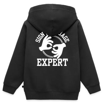 Gebärdensprache Experte Gebärden Awareness Gestik - Kinder Premium Organic Zip Hoodie - Schwarz - Hinten - AI Model Kid Male (0cm)