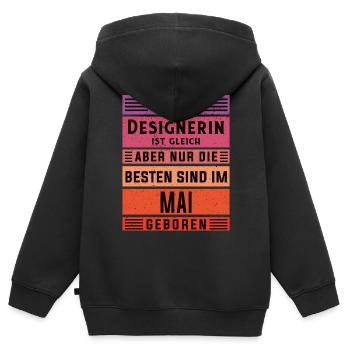 Illustrator Geburtstag Mai geboren Designerin - Kinder Premium Organic Zip Hoodie - Schwarz - Hinten - AI Model Kid Male (0cm)