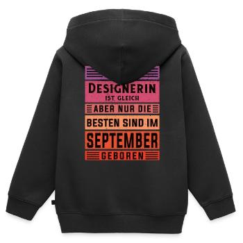 Illustrator Geburtstag September geboren - Kinder Premium Organic Zip Hoodie - Schwarz - Hinten - AI Model Kid Male (0cm)