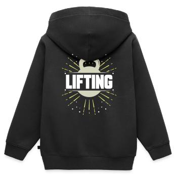 Heben Workout Gewichtheber Gym Gewichtheben - Kinder Premium Organic Zip Hoodie - Schwarz - Hinten - AI Model Kid Male (0cm)