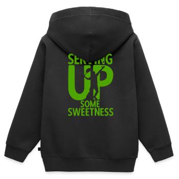Tennisplatz Spruch Für Tennis - Kinder Premium Organic Zip Hoodie - Schwarz - Hinten - AI Model Kid Male (0cm)