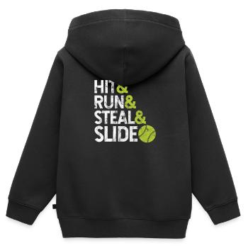 Softball - Sweat Premium à capuche zippé enfant bio - noir - Dos - AI Model Kid Male (0cm)