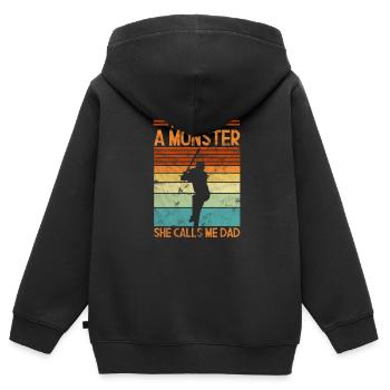 Softball - Sweat Premium à capuche zippé enfant bio - noir - Dos - AI Model Kid Male (0cm)