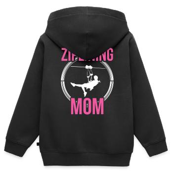 Ziplining Mama Sport Zipline Seilrutsche Sprüche - Kinder Premium Organic Zip Hoodie - Schwarz - Hinten - AI Model Kid Male (0cm)