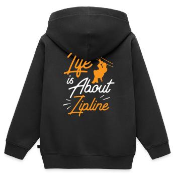 Das Leben Besteht Aus Seilrutschen Sport Ziplining - Kinder Premium Organic Zip Hoodie - Schwarz - Hinten - AI Model Kid Male (0cm)