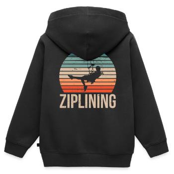 Ziplining Sport Zipline Seilrutsche Sprüche - Kinder Premium Organic Zip Hoodie - Schwarz - Hinten - AI Model Kid Male (0cm)