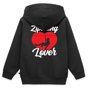 Ziplining Liebhaber Sport Zipline Seilrutsche - Kinder Premium Organic Zip Hoodie - Schwarz - Hinten - AI Model Kid Male (0cm)