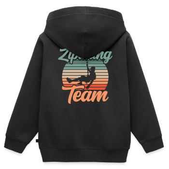 Ziplining Team Sprüche Zipline Sport Seilrutsche - Kinder Premium Organic Zip Hoodie - Schwarz - Hinten - AI Model Kid Male (0cm)