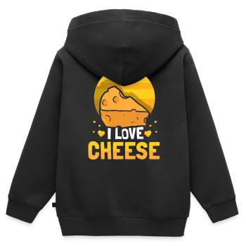 Ich Liebe Käse Sprüche Liebhaber Süß - Kinder Premium Organic Zip Hoodie - Schwarz - Hinten - AI Model Kid Male (0cm)