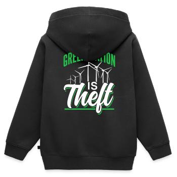 Greenflation Ist Diebstahl Inflation Energie Grün - Kinder Premium Organic Zip Hoodie - Schwarz - Hinten - AI Model Kid Male (0cm)