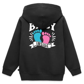 Baby Inside Pregnant Announcement Baby Inside - Kids Premium Organic Zip-up Hoodie - black - Back - AI Model Kid Male (0cm)