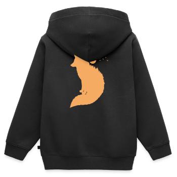 Fuchs vor Mond Rotfuchs Wildtier - Kinder Premium Organic Zip Hoodie - Schwarz - Hinten - AI Model Kid Male (0cm)